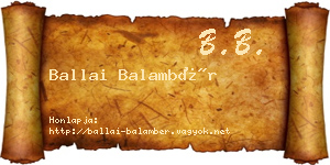 Ballai Balambér névjegykártya